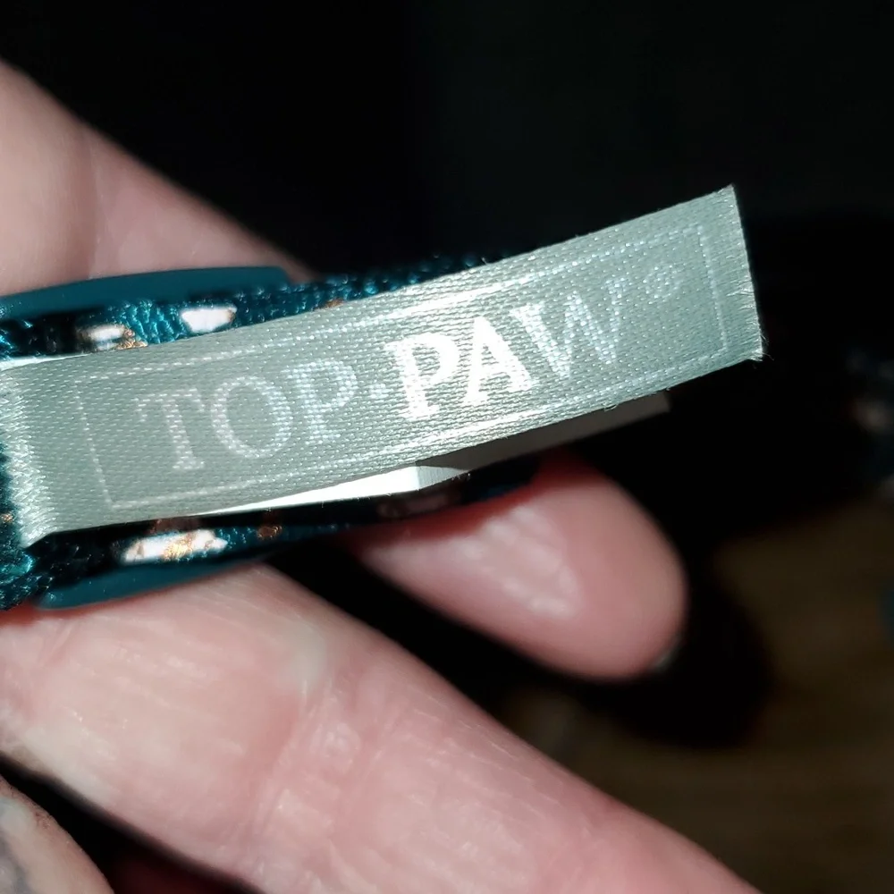 New Top Paw Gold Metallic Seashell Fashion Floral Teal Collar Size Small